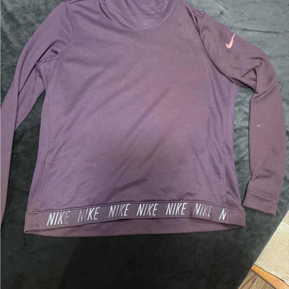Nike Plum Purple Long Sleeve Athletic Top with Logo Hem